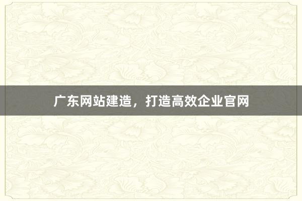 广东网站建造，打造高效企业官网